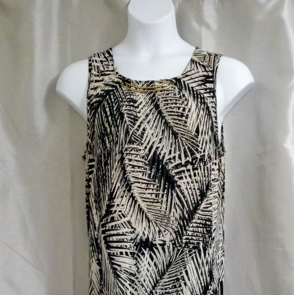 Mlle Gabrielle Plus Size Tropical Print High Neck Jewel Sheath Maxi Dress 2X - Picture 1 of 11